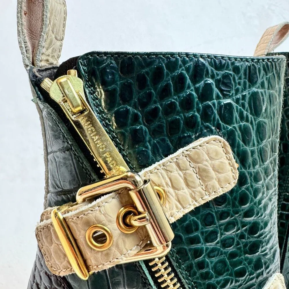 Luciano Padovan Womens Boots High Heel Shoes Red & Green Crocodile Italy Size 36 - Picture 9 of 16